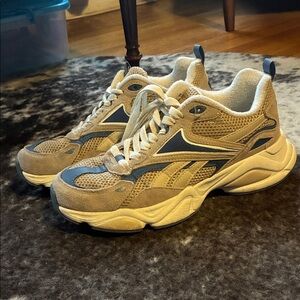 Men's Tan and Blue Reebok Shoes